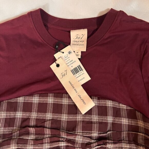 CINQ A SEPT Merlot/White Vica Top NWT - Picture 7 of 11